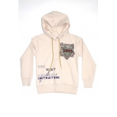 Толстовка для девочки с капюшоном, с паетками Love Narmini бежевый Толстовка для девочки с капюшоном, с паетками Love Narmini бежевый