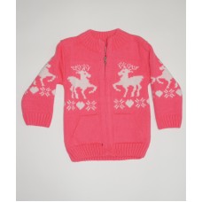 Кофта для девочки вязанная на замке Олени Sevval розовый Кофта для девочки вязанная на замке Олени Sevval розовый