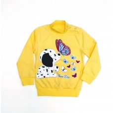 Кофта для девочки горло стойка Собачка Moccis желтый Кофта для девочки горло стойка Собачка Moccis желтый