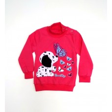 Кофта для девочки горло стойка Собачка Moccis розовый Кофта для девочки горло стойка Собачка Moccis розовый