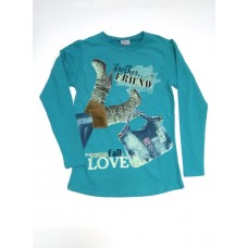 Кофта для девочки хб Сапоги Zelish бирюзовый Кофта для девочки хб Сапоги Zelish бирюзовый