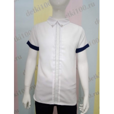 Рубашка для девочки короткий рукав планка Блеск Minimoda белый Рубашка для девочки короткий рукав планка Блеск Minimoda белый