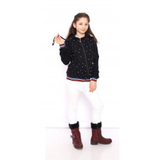 Кофта для девочки на замке с капюшоном Бусинки MiniModa синий Кофта для девочки на замке с капюшоном Бусинки MiniModa синий