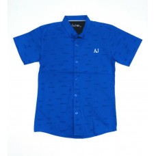 Рубашка короткий рукав цветная эмблема 18-5019 Armani синий Рубашка короткий рукав цветная эмблема 18-5019 Armani синий