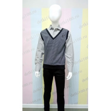 Жилет школьный Имитация серой рубашкой Blueland серый Жилет школьный Имитация серой рубашкой Blueland серый