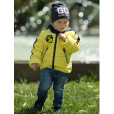 Куртка для мальчика утеплитель 100 Аврора Антошка желтый-синий Куртка для мальчика утеплитель 100 Аврора Антошка желтый-синий