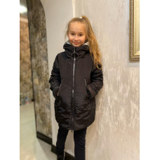 Куртка для девочки утепленная 150 Сильвия Аврора черный/серебро Куртка для девочки утепленная 150 Сильвия Аврора черный/серебро